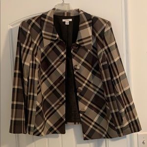 Dress barn Black and Tan Plaid Blazer